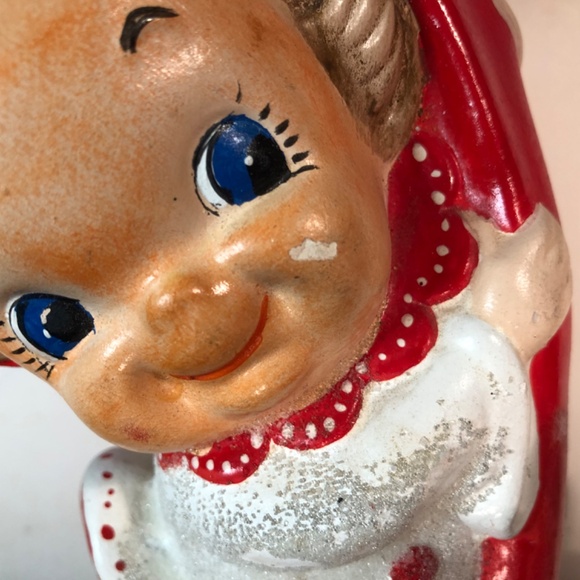 Vintage Japan 50s Hand painted ceramic Christmas elf 9.5 inches tall - Picture 5 of 12